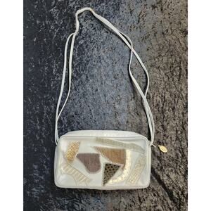 Vintage Bags by Voron Women Gray Leather & Snakeskin Design Purse